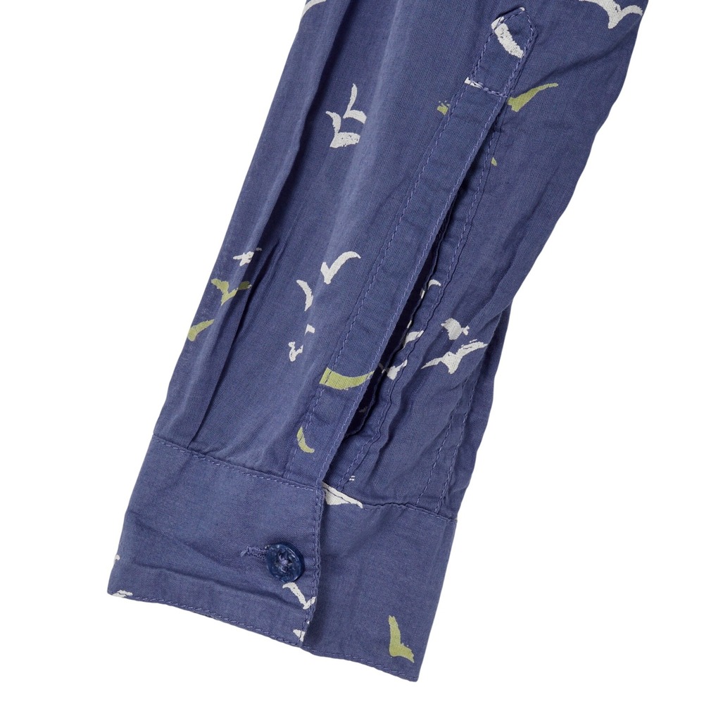 Columbia PFG Shirt Womens Small Blue Bird Print Roll Tab Long Sleeve Cotton - Picture 6 of 15